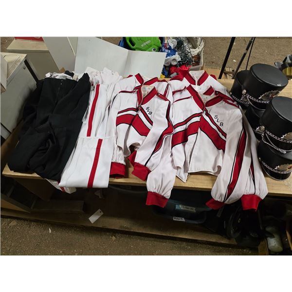 SLB Band uniforms- 5 shirts, 5 pants and 5 hats- sizes vary from small to large