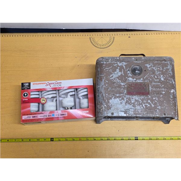 Pack of new light bulbs and shuf- shock