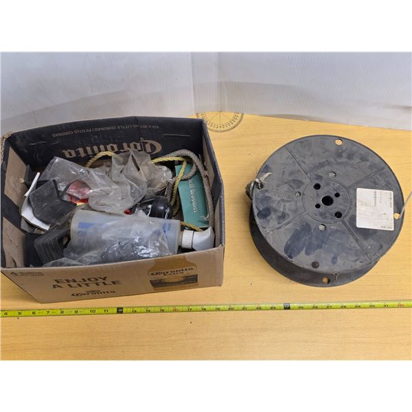 Box of hardware and spool of wire