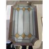 Image 1 : Leaded Glass, Unique Shaped Window w/ Design on Window 37"x23"x4"