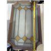 Image 2 : Leaded Glass, Unique Shaped Window w/ Design on Window 37"x23"x4"