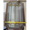Image 3 : Leaded Glass, Unique Shaped Window w/ Design on Window 37"x23"x4"