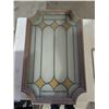 Image 4 : Leaded Glass, Unique Shaped Window w/ Design on Window 37"x23"x4"