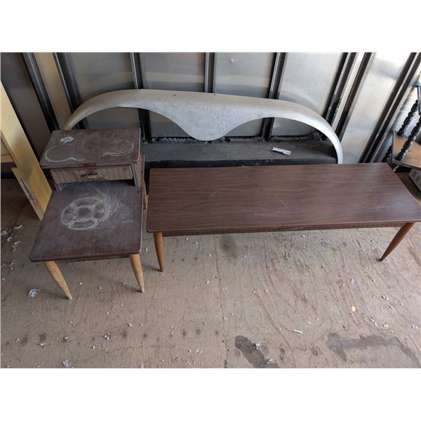 (2) Wood Tables (1) Coffee Table (1) End Stand (Matching wood Designs)