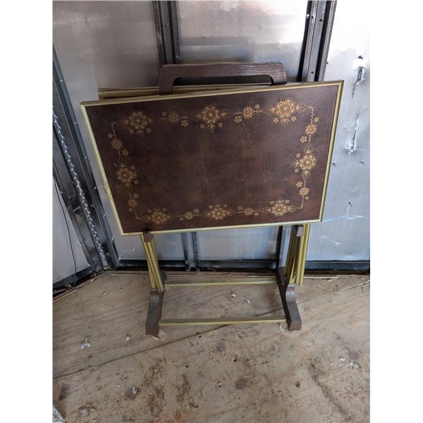 Vintage or Older Fold Out Dinner TV Tables w/ Stand