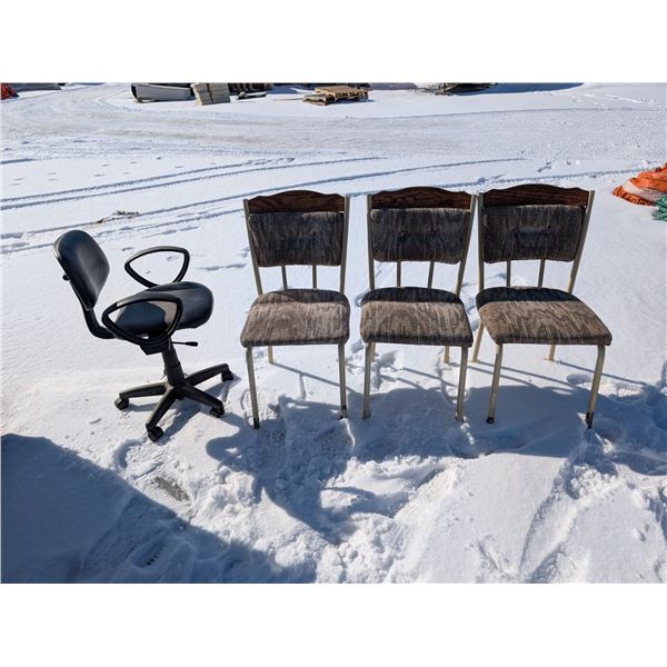 (3) Vintage Chairs and (1) Office Chair