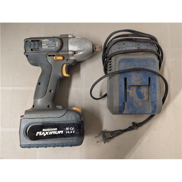 Master Craft Maximum Cordless 3KO Impact Gun Wrench w/ Charger and Battery (Works)