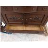 Image 5 : 24"x55"x39" /53"x28"x13" Vintage Wood Dresser w/ Mirror Unique Designed Handles and Wood Carved Part
