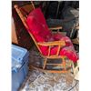 Image 2 : Wooden Rocking Chair w/ Red Cushion Seat