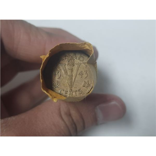 Roll of 40 1943 Tombac 5 Cents. Average condition.