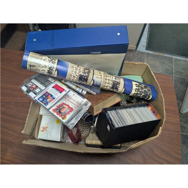 Box of Misc. Items as Shown (Household, Décor, Hockey Cards, etc.)