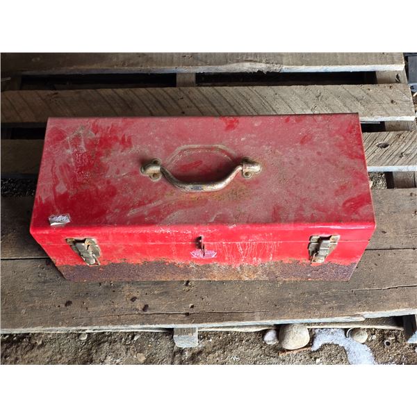 Red tool box with contents