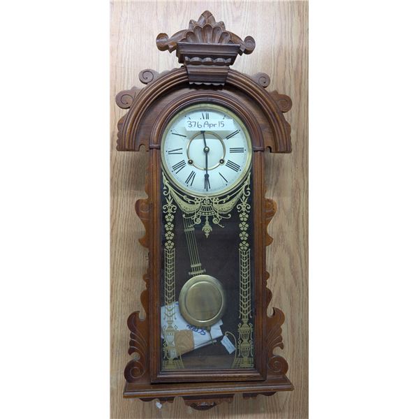 Vintage Wood Wall Clock - working, complete