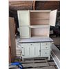 Image 1 : Painted maple hoosier with rolltop, cabinets, and enamel top - 41"x26"x68" - 2 pcs for easy transpor