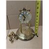 Image 5 : West Germany Kien Brass Coloured Glass Top Cover Clock 12"