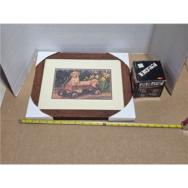 Picture of 2 dogs and wagon- 15" by 12"