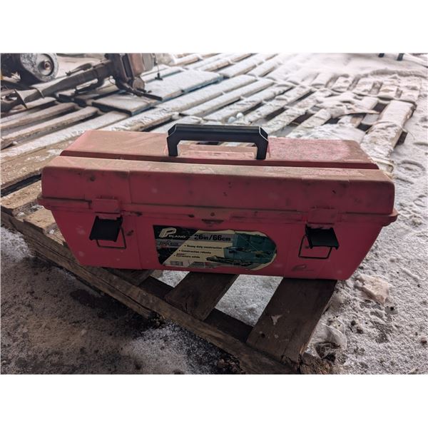 red Tool box w/ misc. tools As Shown