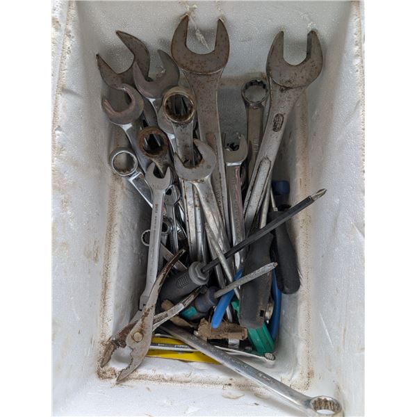 Styrofoam Box full of Misc. tools As Shown