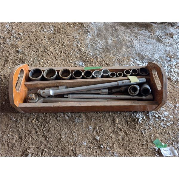 Wood Long Carry Box w/ Large Socket Set