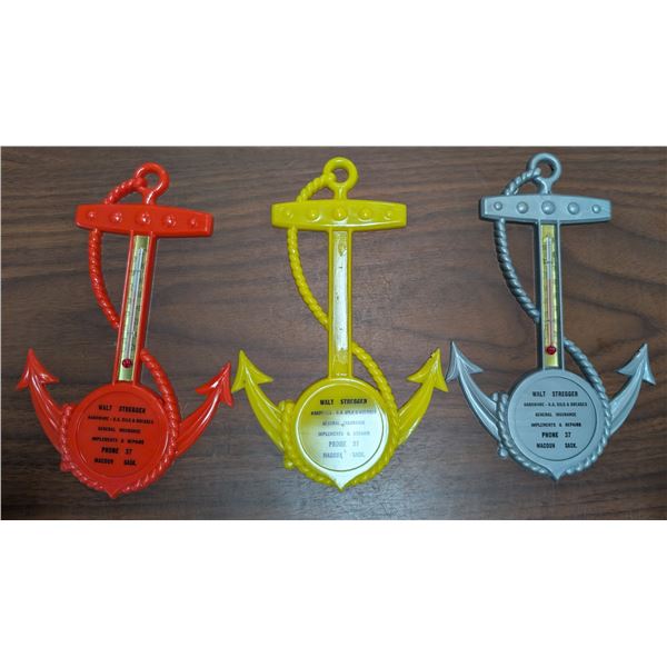 (3) Anchor Design Plastic Old Style Tempature Guage - BA Oil