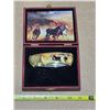 Image 1 : Folding knife with horse pictures and case