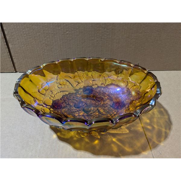 4 Footed Carnival Glass Dish 9"x5"x12"