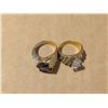 Image 1 : (2) Gold Plated Rings (Purple Stone/Crystal Design)