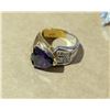 Image 4 : (2) Gold Plated Rings (Purple Stone/Crystal Design)