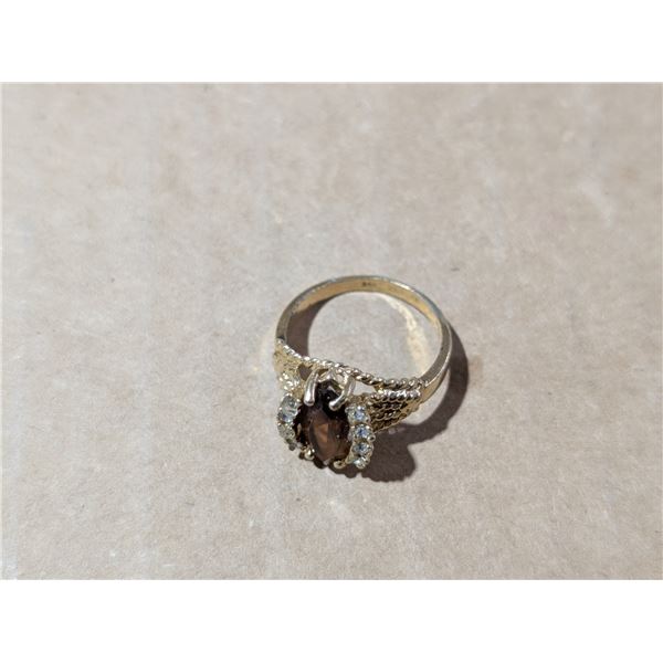 Stamped 14K Ring W/ Amber Color Gem Stone (Unverified)
