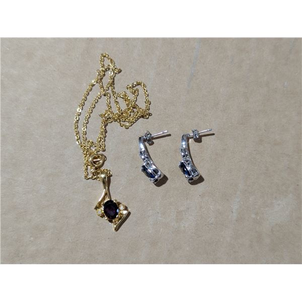 Gold plated Necklace w/ .925 Silver Earrings