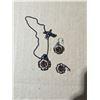Image 1 : Black Floral and Amber Coloured Designed Necklace w/ Earrings w/ Markings