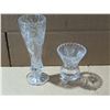 Image 1 : (2) Crystal Glass Vases (1) 3 Foot Ball Base Design