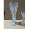 Image 3 : (2) Crystal Glass Vases (1) 3 Foot Ball Base Design