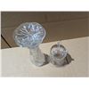 Image 5 : (2) Crystal Glass Vases (1) 3 Foot Ball Base Design