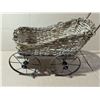 Image 2 : Vintage Wood Whicker Made in Canada Childrens Doll Stroller 10"-22" H