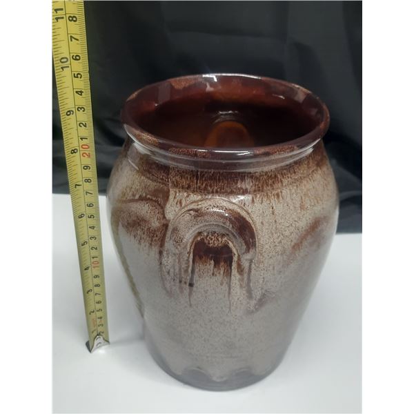 Vintage Brown Drip Glaze Stoneware Crock.