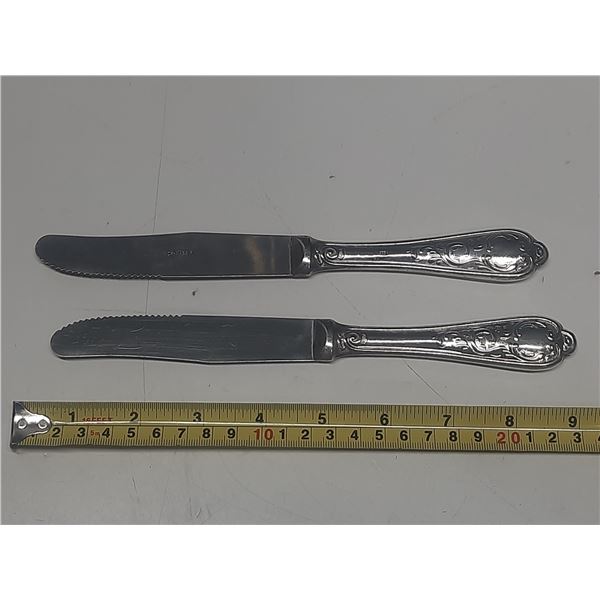 (2) Dinner Knifes 800 Marked On Handle - Silver/Silver Plated. (We Can't Prove Authenticity)