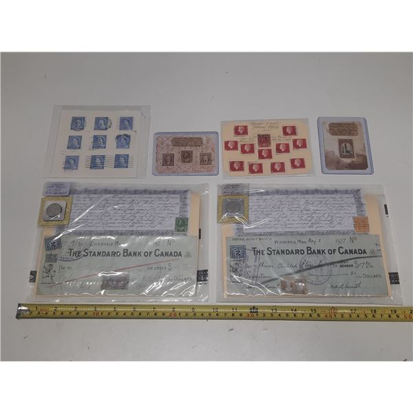 (2) 1924 Canada 5 Cents, The Standard Bank of Canada Cheque, Stamps, etc.