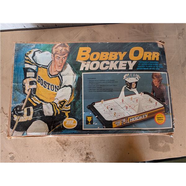 Vintage Bobby Orr Hockey Gold Cup Series Hockey Table w/ Original Box and Players and Etc. Parts