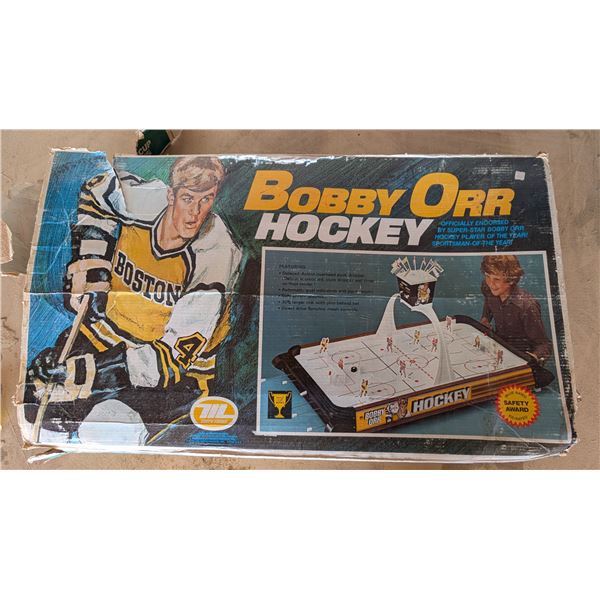 Vintage Bobby Orr Hockey Gold Cup Series Hockey Table w/ Original Box and Players and Etc. Parts