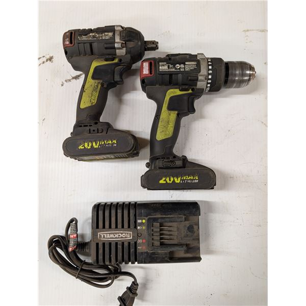 (2) ROCKWELL 20V MAX Lithium Drills w/ Charger and Batteries (Both Work)