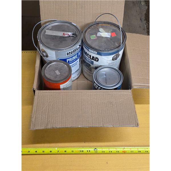 4 paint cans- 3 full and 1 half full