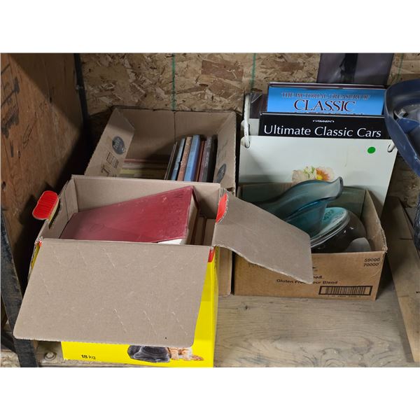 Lot of misc books, glassware and magazine rack