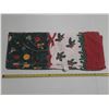 Image 1 : Decorative Christmas tablecloth featuring holiday patterns like ornaments, holly, and ribbon. (Made 