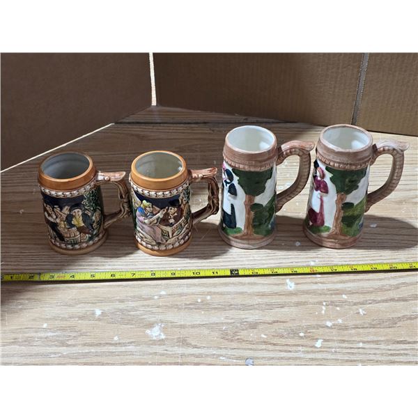 4 beer steins -2 small and 2 medium size