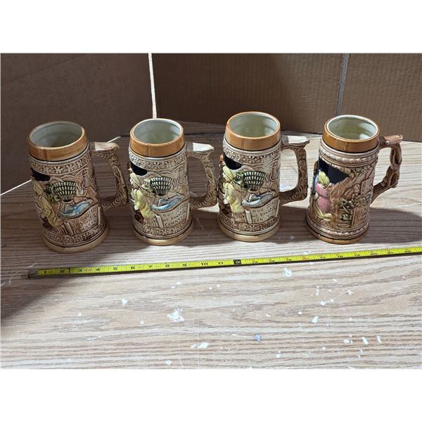 4 beer steins -large size