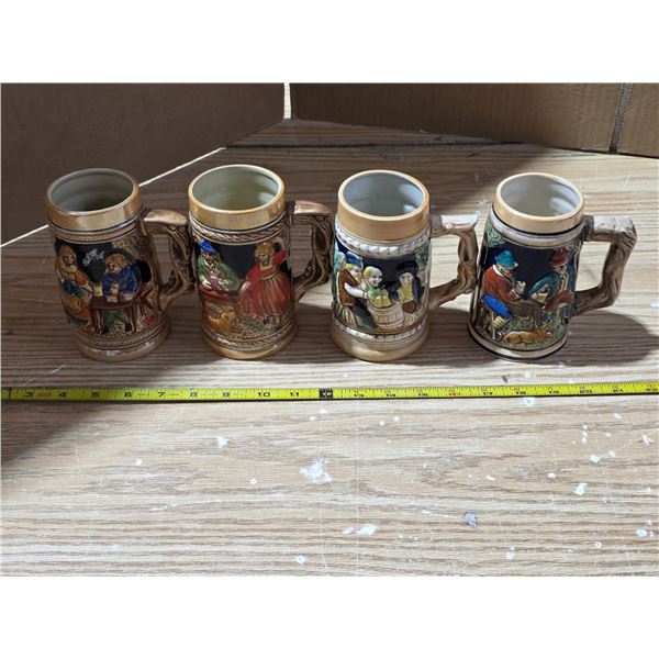 4 beer steins -small size