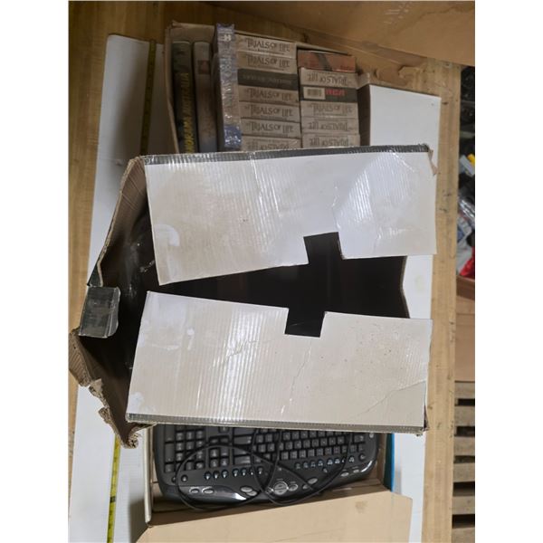 Lot of misc items- keyboard, pressure cooker, movies