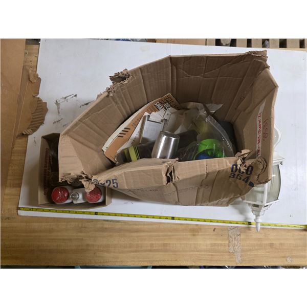 Porch light, salt and pepper shakers and misc items