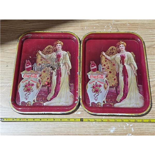 2 reproduction coca cola trays